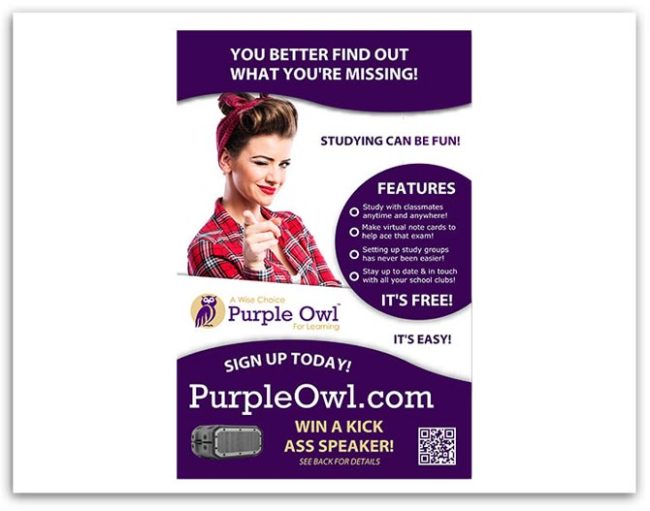 Purple Owl flyer