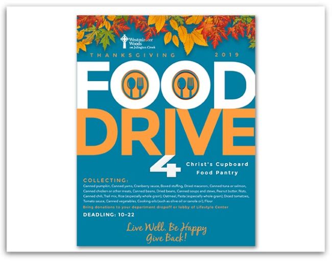 Westminster Woods on Julington Creek Food Drive Flyer