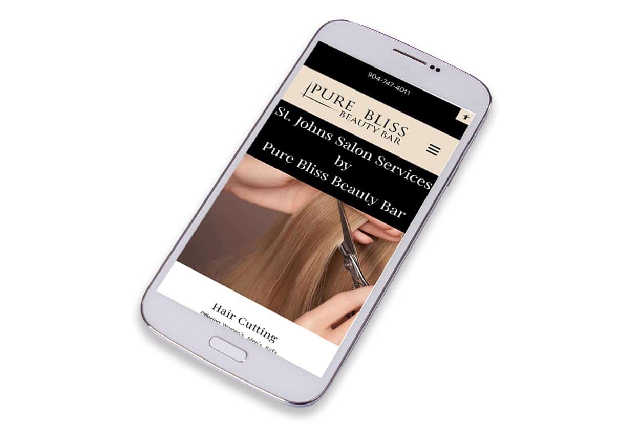 Pure Bliss Beauty Bar website on iPhone