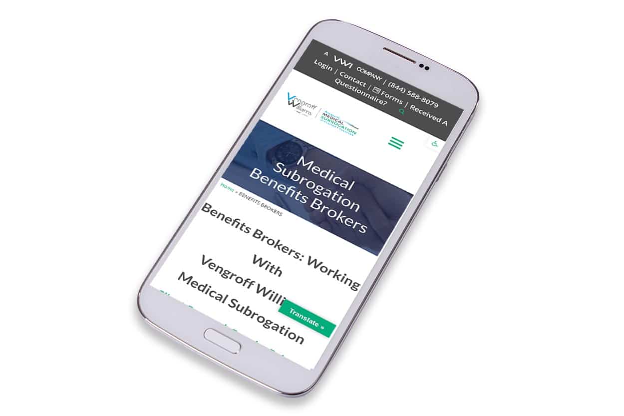 Vengroff Williams Advanced Medical Subrogation website iPhone